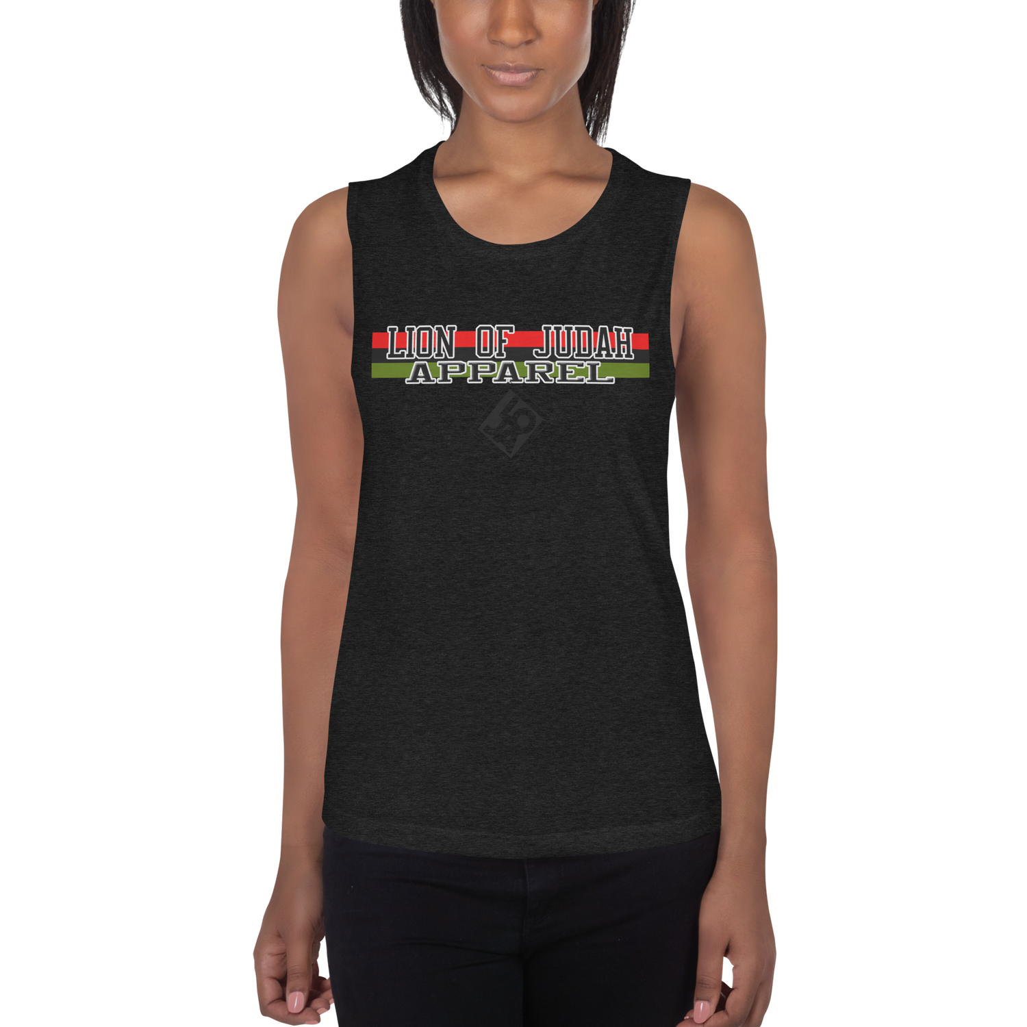 Lion Of Judah Apparel (R.B.G) Red Black Green Design Brand Ladies’ Muscle Tank