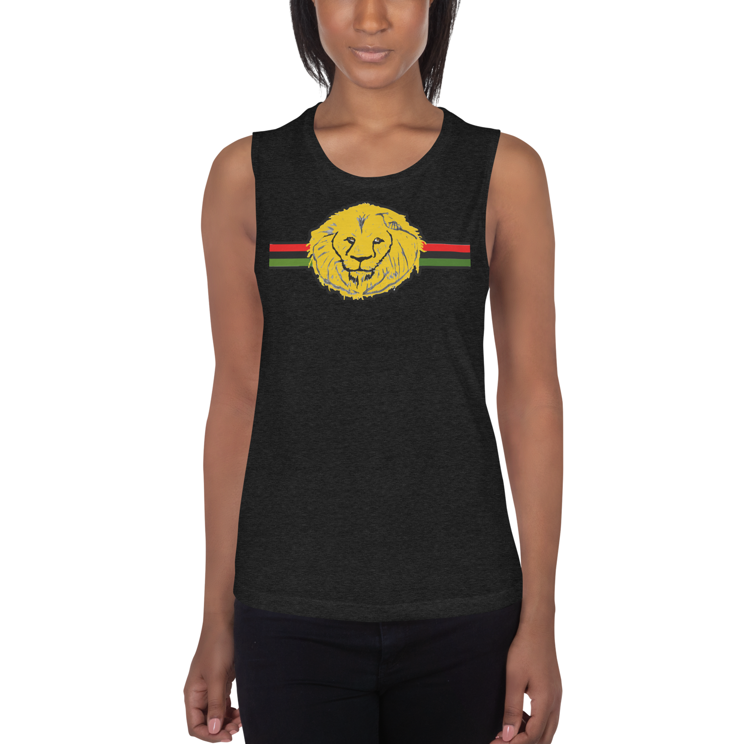 Lion Of Judah (R.B.G) Red Black Green Design Ladies’ Muscle Tank