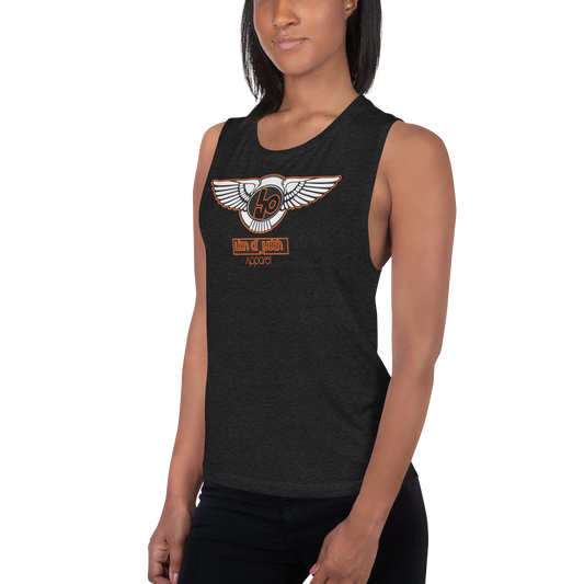 Lion Of Judah Orange logo Design Ladies’ Muscle Tank