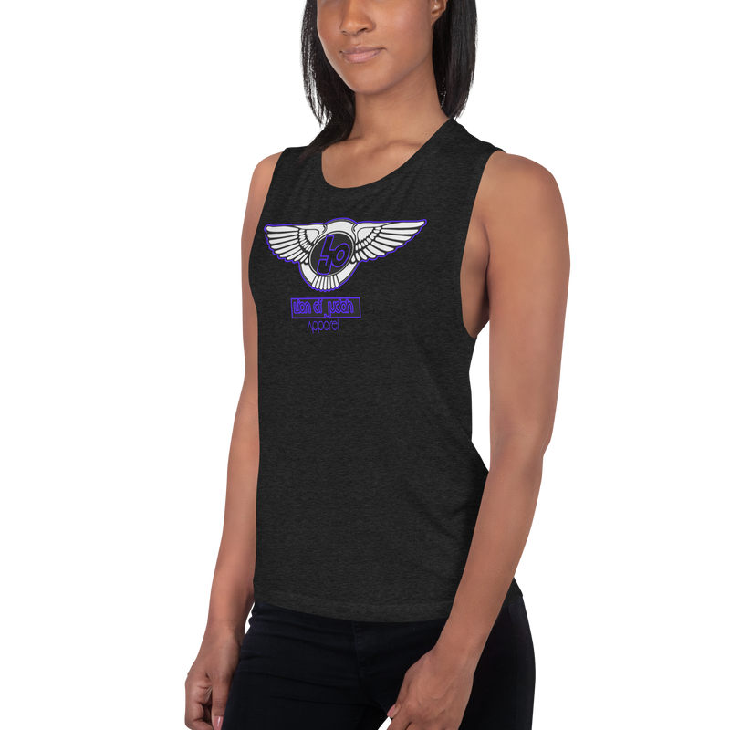 Lion Of Judah Blue logo Design Ladies’ Muscle Tank