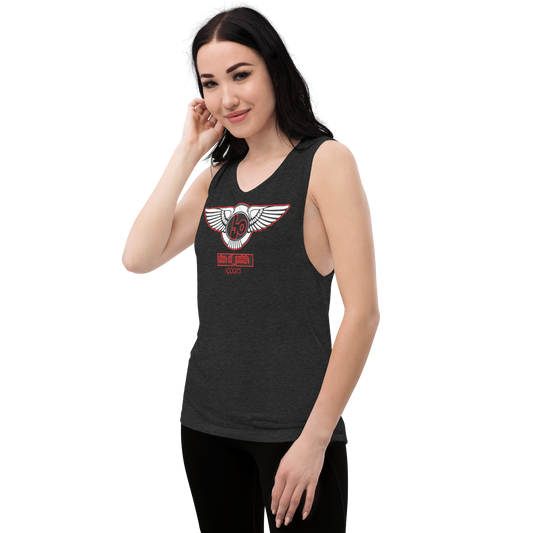 Lion Of Judah LOJ Blue logo Ladies’ Muscle Tank