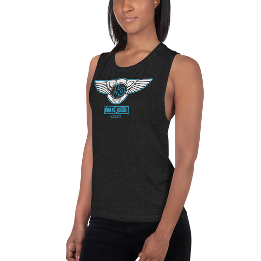 Lion Of Judah Baby Blue logo Design Ladies’ Muscle Tank