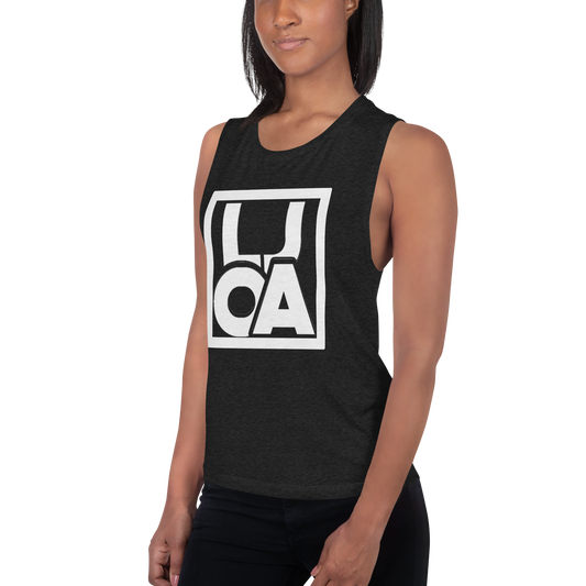 Lion Of Judah Apparel White new logo Design Ladies’ Muscle Tank