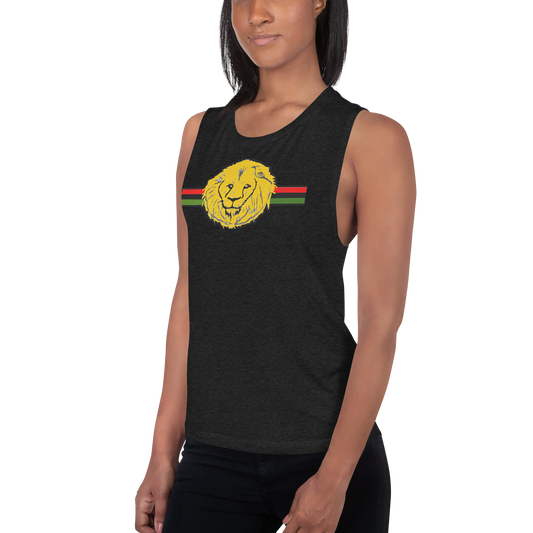 Lion Of Judah (R.B.G) Red Black Green Design Ladies’ Muscle Tank