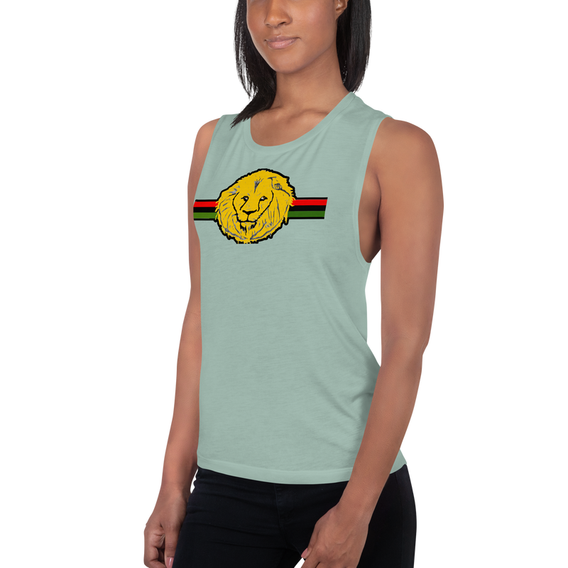 Lion Of Judah (R.B.G) Red Black Green Design Ladies’ Muscle Tank