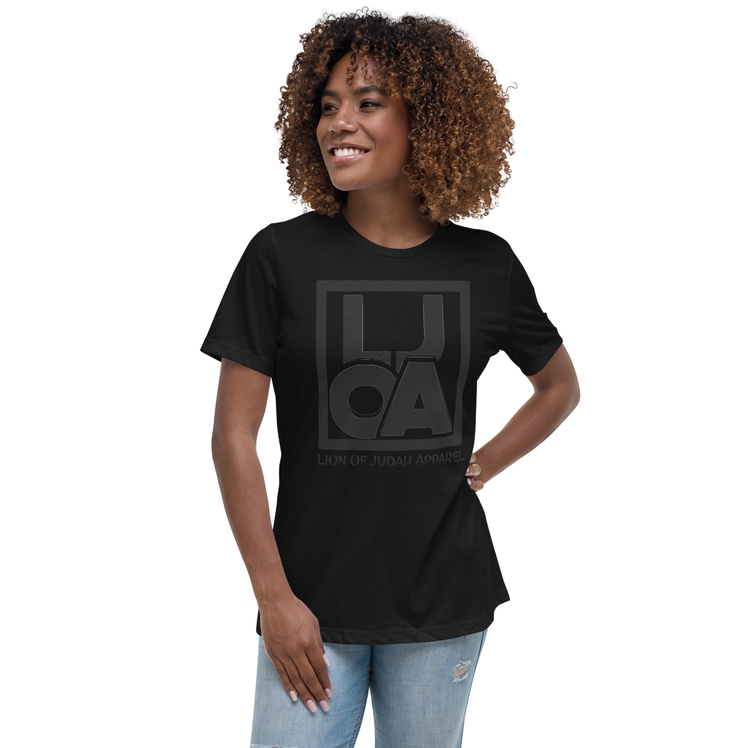 Lion Of Judah Apparel black new logo Women's Relaxed T-Shirt