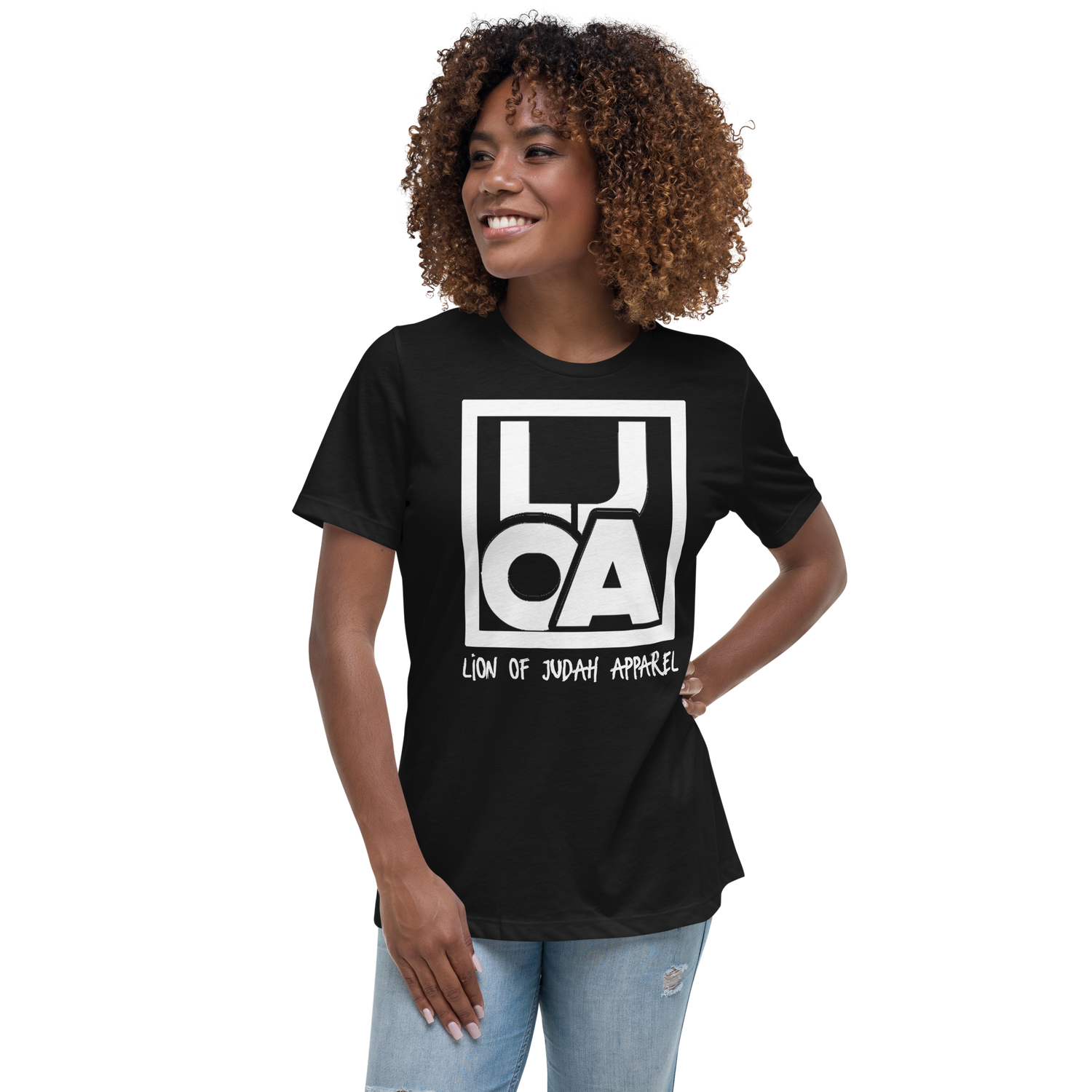 Lion Of Judah Apparel White new logo Women's Relaxed T-Shirt