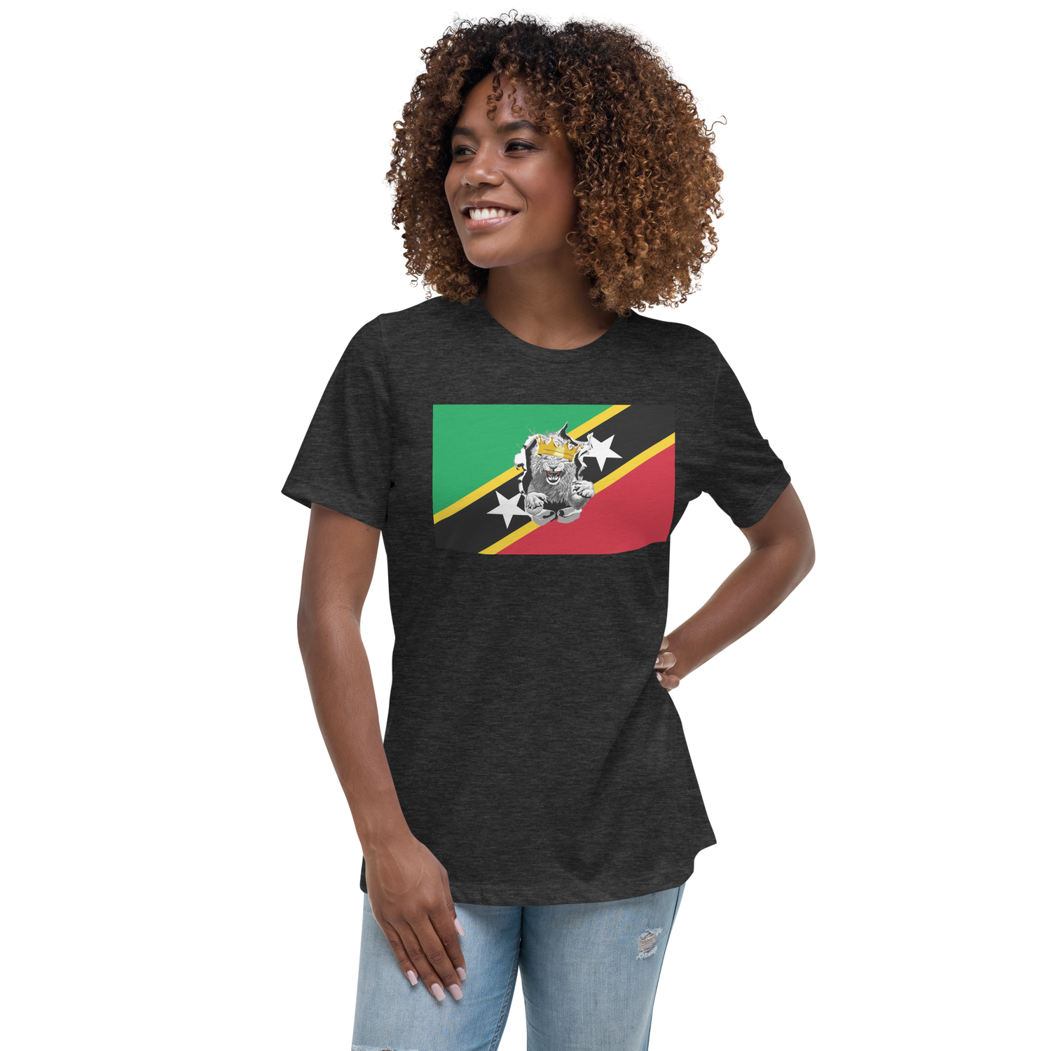 West Indian Lion of Judah St. Kitts And Nevis Flag Women's Relaxed T-Shirt