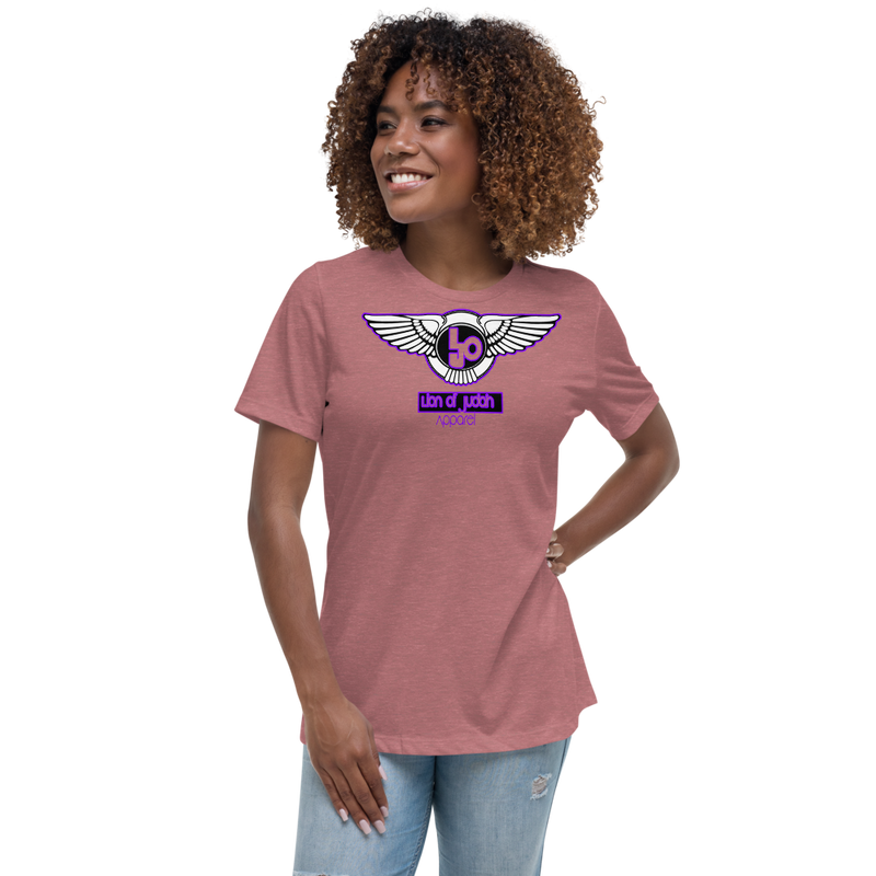 Lion Of Judah Wingz Purple logo Women's Relaxed T-Shirt