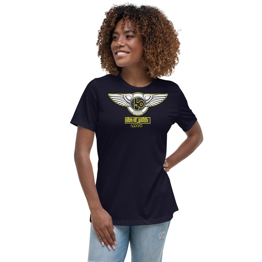 Lion Of Judah Wingz Yellow logo Women's Relaxed T-Shirt