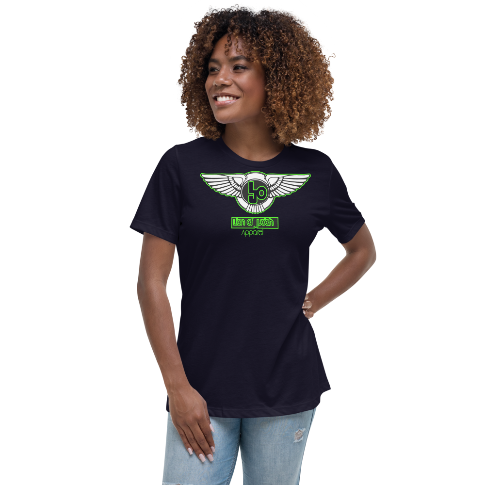 Lion Of Judah Wingz Green logo Women's Relaxed T-Shirt