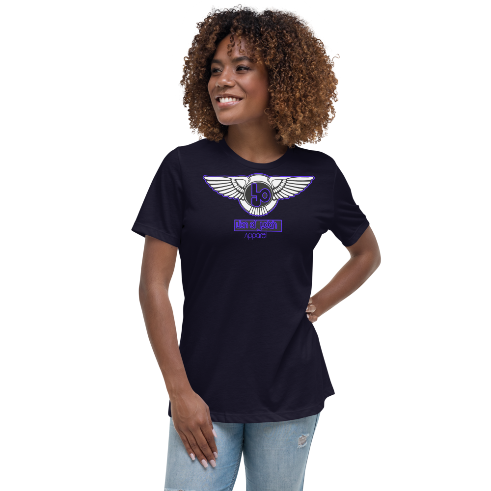 Lion Of Judah Wingz Blue logo Women's Relaxed T-Shirt